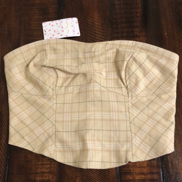 Free People Tops - Plaid cropped strapless bustier top